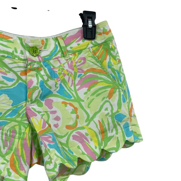 Lilly Pulitzer The Buttercup Short Green Multi Elephant Ears Leaf Print Size 00 - Picture 3 of 7